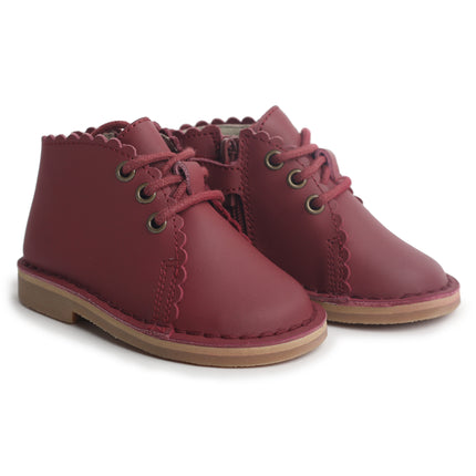 101 - Red Nubuk Scalloped Lace Shoe