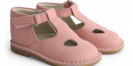 103 - Salmon Leather T-Strap Shoe