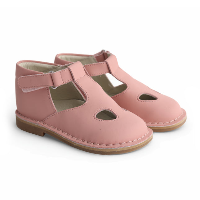 103 - Salmon Leather T-Strap Shoe