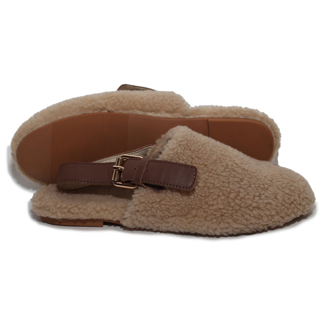 Slides/103 - Beige Shearling Mules