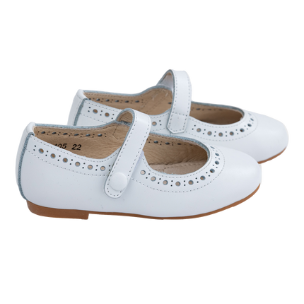 S105 - White Leather Marry Janes