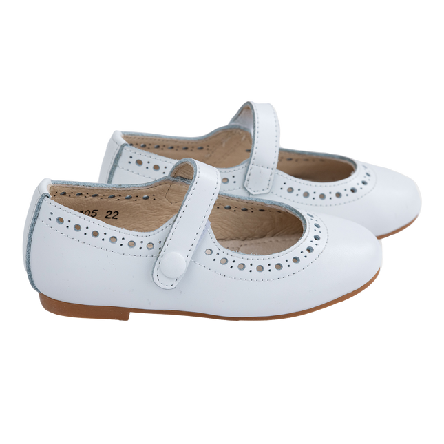 S105 - White Leather Marry Janes