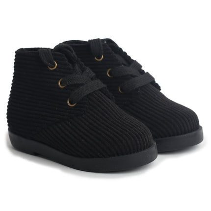 107 - Black Corduroy Lace Shoe