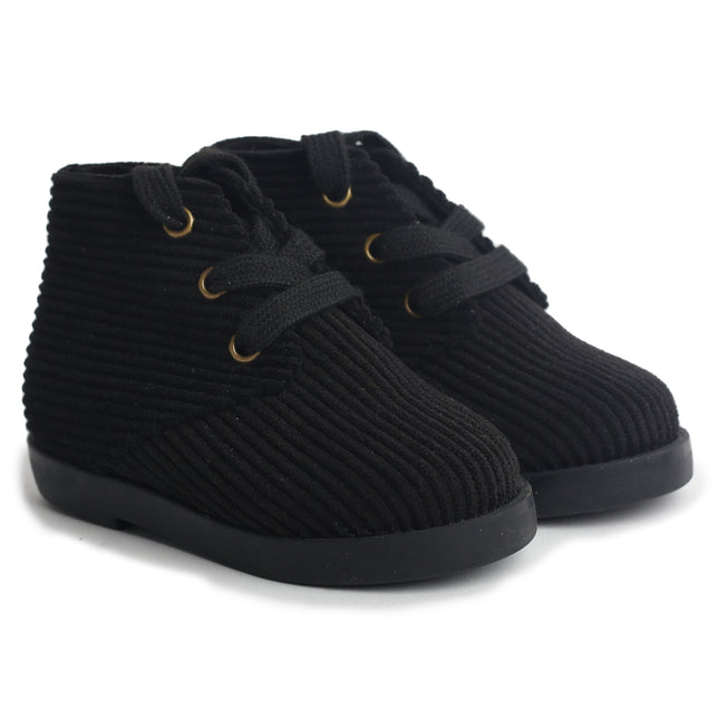 107 - Black Corduroy Lace Shoe