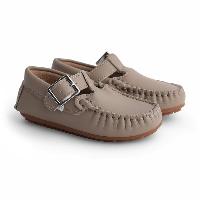 107 - Sand Leather T-Strap Loafer