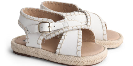 111 - White Leather Weaved Sandel