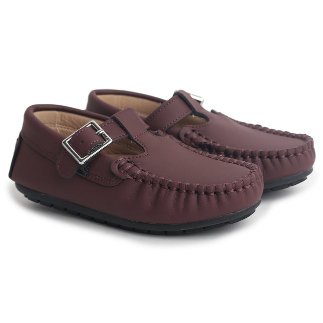 112 - Plum Nubuk Loafer T-Strap