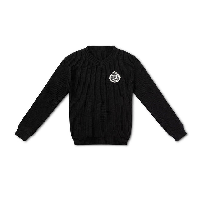 B27- Boys Black Knit V-Neck Sweater