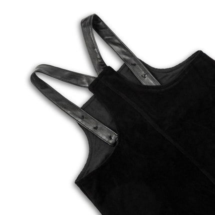 F30- Black Maxi Jumper with Leather Adjustable Straps