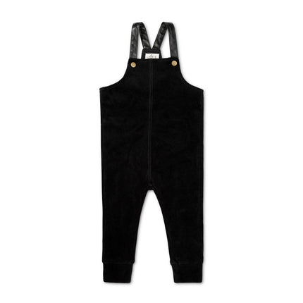 F22- Black Baby Romper with Leather Adjustable Straps