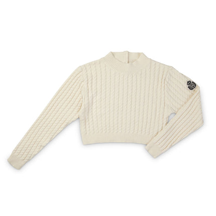 B32- Teen Off White Cabled Knit Sweater