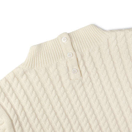 B32- Teen Off White Cabled Knit Sweater