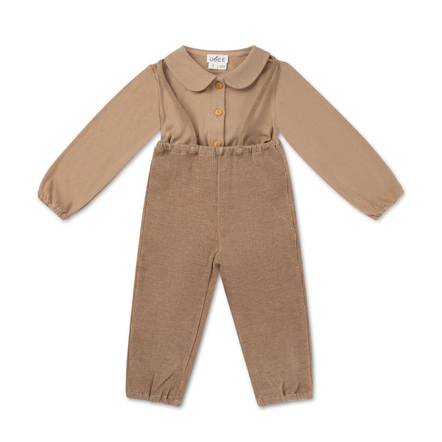 C31- Sand Cord Romper and Knit Onesie, for Boy/Girl