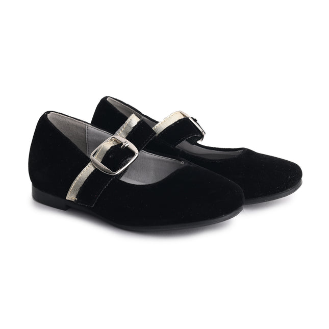 W205 - Black Velvet Buckle Mary Jane