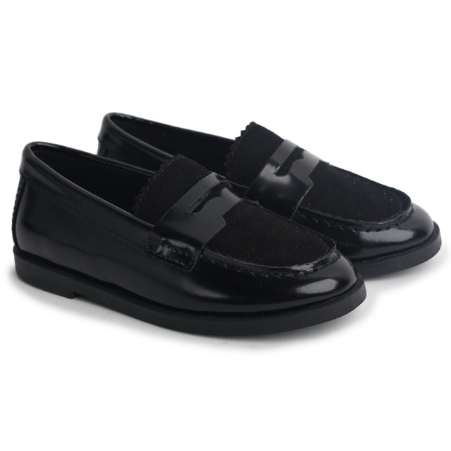 214 - Black Leather/Suede Hard Loafer