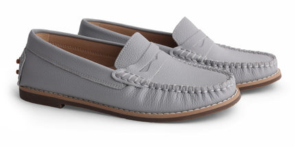 214 - Dove Grey Pebbled Leather Loafer