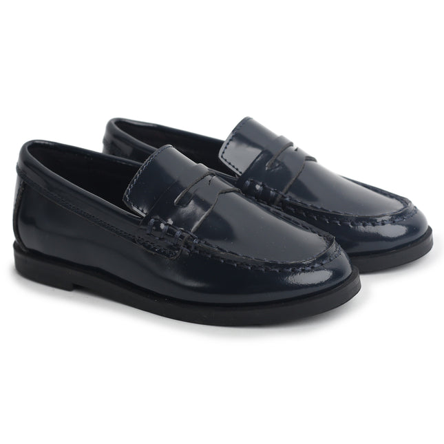 215 - Navy Oiled Leather Hard Loafer