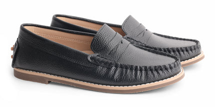 215 - Black Pebbled Leather Loafer