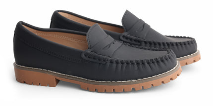 217 - Black Leather Platform Loafer