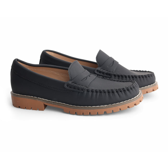 217 - Black Leather Platform Loafer