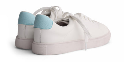 220 - White Leather Light Blue-Back Laced Sneaker