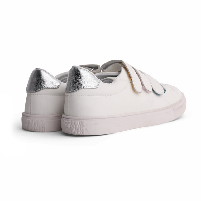 222 - White Leather Multicolored Triple Strap Sneaker