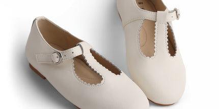 303 - Ivory Leather T-Strap