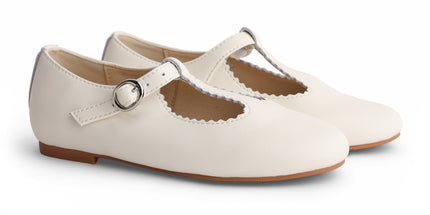 303 - Ivory Leather T-Strap