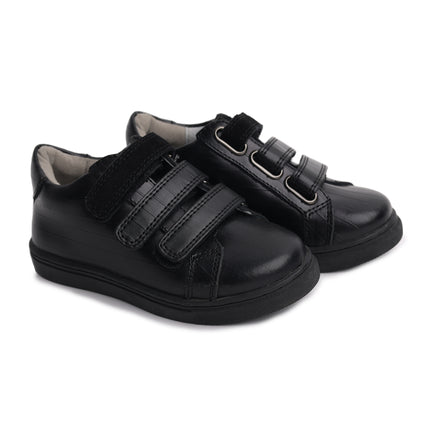 W307 - Black Leather Velcro Sneaker