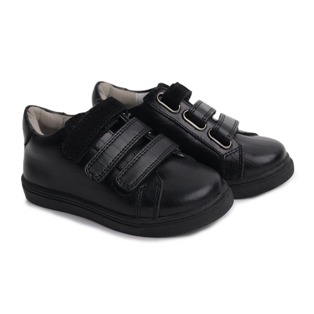 W307 - Black Leather Velcro Sneaker