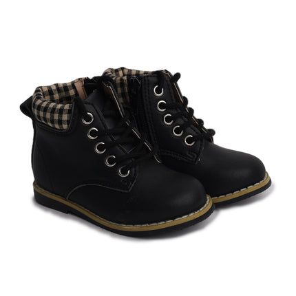 W310 - Black Leather Laced Bootie
