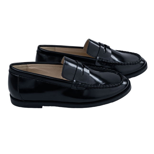 S404 - Black Oiled Leather Loafer