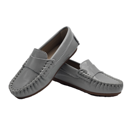 S413- Grey Oiled Leather Loafer
