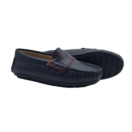 S414- Navy Leather Loafer