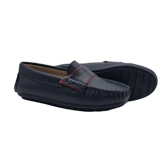 S414- Navy Leather Loafer