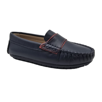S414- Navy Leather Loafer