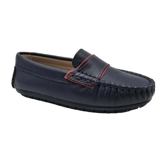 S414- Navy Leather Loafer