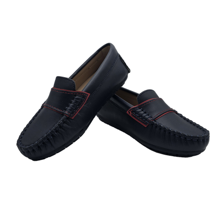 S414- Navy Leather Loafer