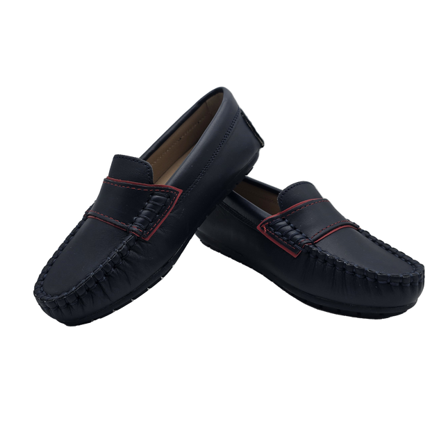 S414- Navy Leather Loafer