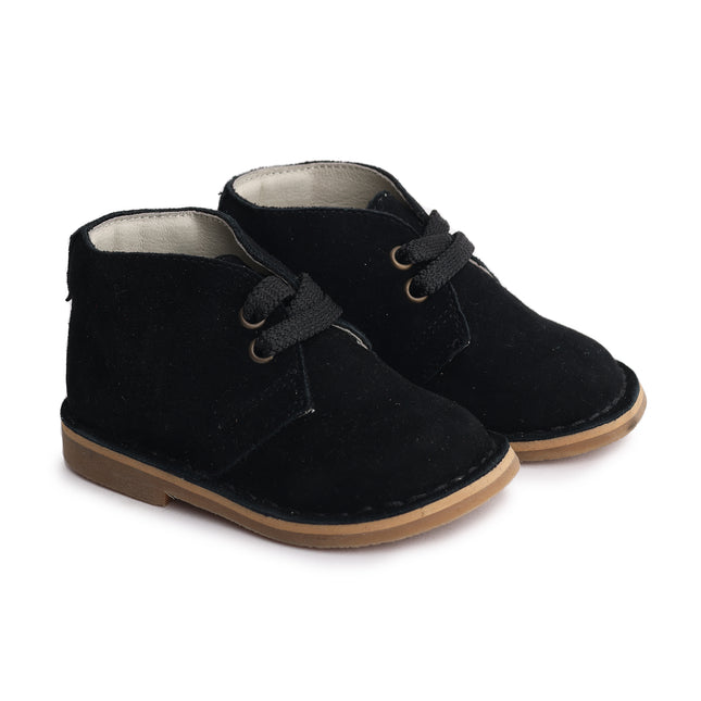 W501 - Black Suede Laced Toddler Shoe