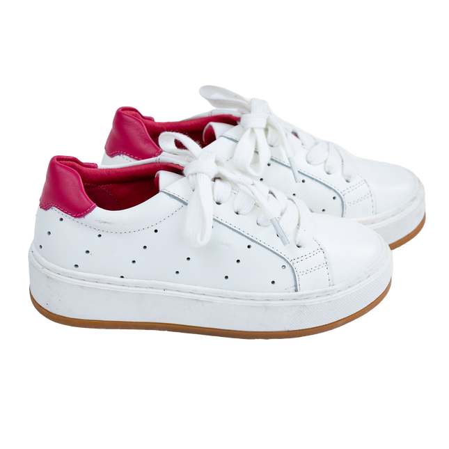 S507 - White Leather Lace Sneaker