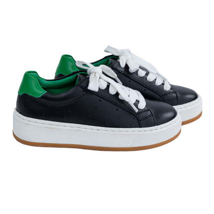 S508 - Black Leather lace Sneaker