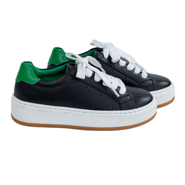 S508 - Black Leather lace Sneaker