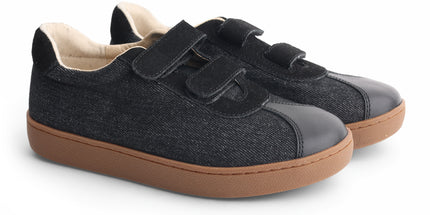 601 - Black Denim Double-strap Sneaker