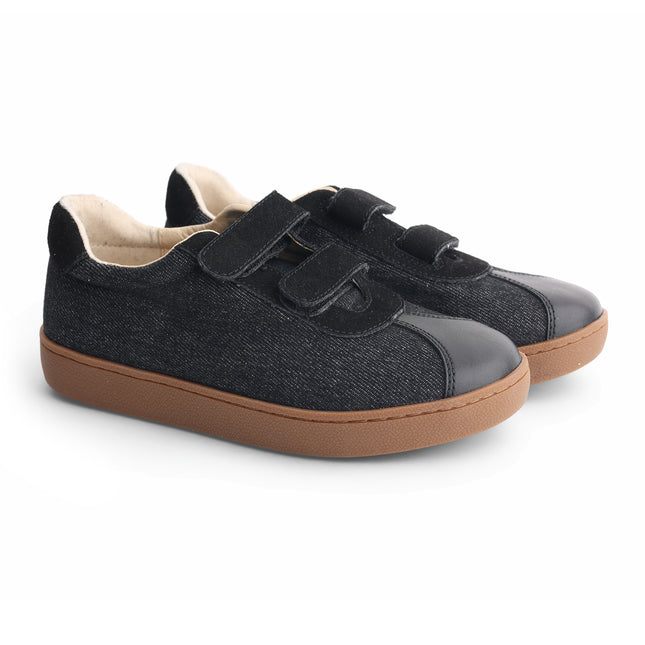 601 - Black Denim Double-strap Sneaker