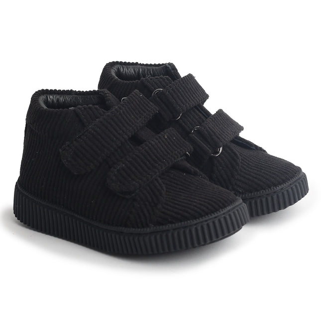 605 - Black Corduroy Velcro Shoe