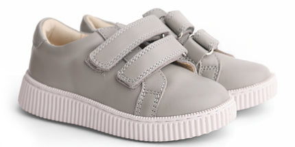 606 - Grey Leather Double-Strap Sneaker