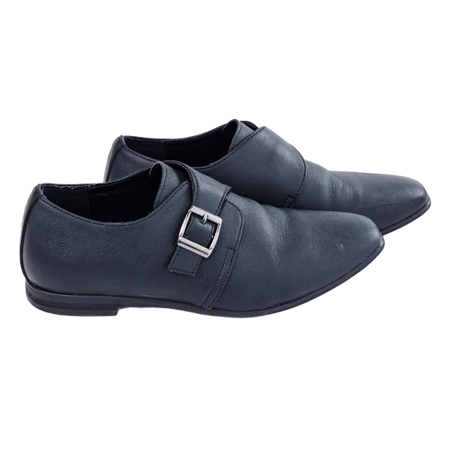 S611 - Black Leather Buckle Shoe