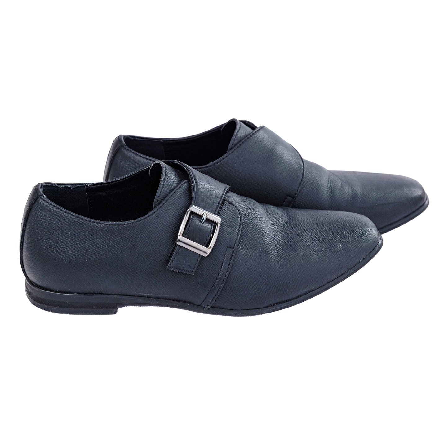 611 - Black Leather Buckle Shoe