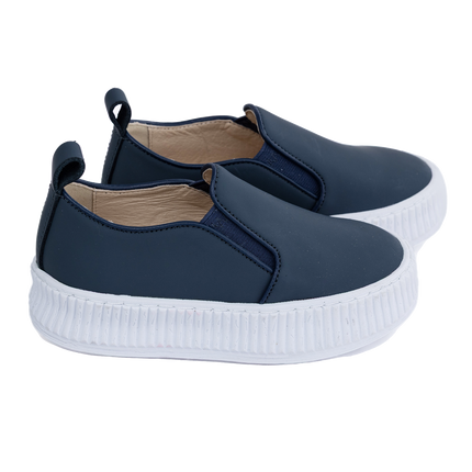 S702 - Navy Nubuk Slip-on Sneaker